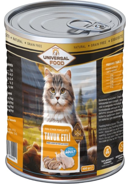 Universal Tavuklu Kedi Konserve Maması 400 Gr