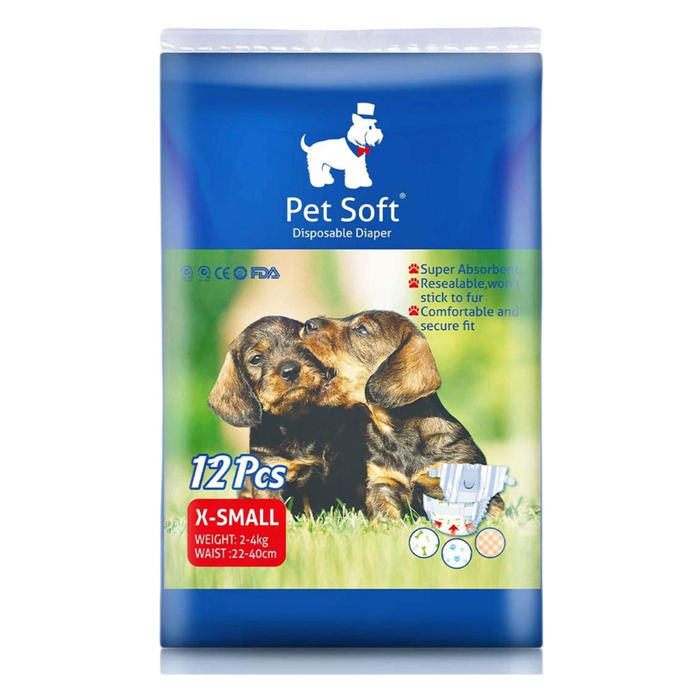Pet Soft Köpek İçin Alt Tuvalet Bezi Xs 12'li