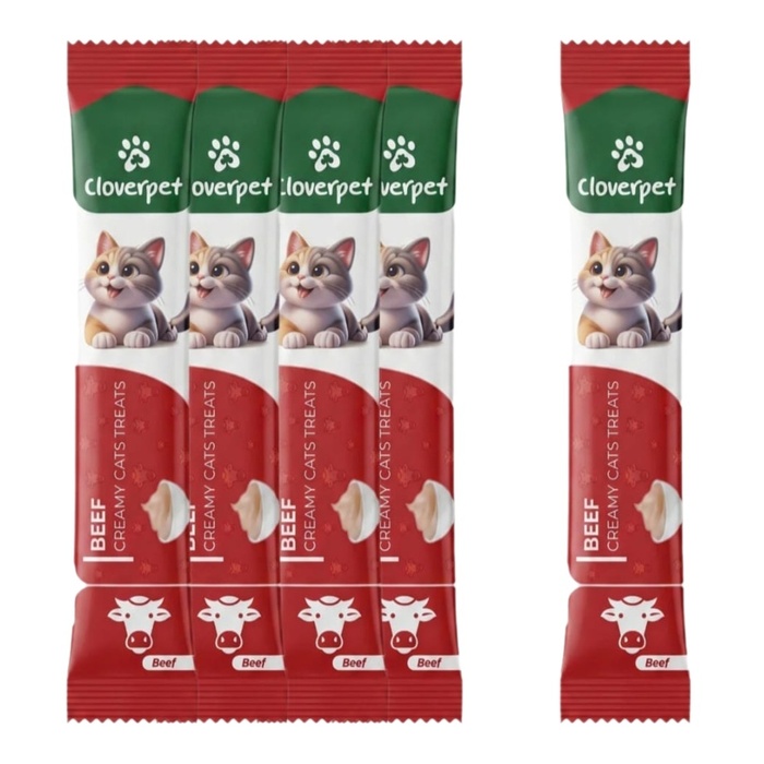 Cloverpet 4 + 1 Cloverpet Biftekli Kedi Ödül Kreması 70 Gr