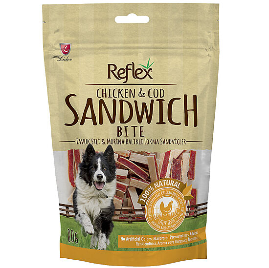 Reflex Bite Tavuk ve Morina Balıklı Sandviç Sticks Köpek Ödülü 80 Gr